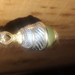 Joan Rivers Gold Necklace With Green Egg Pendant